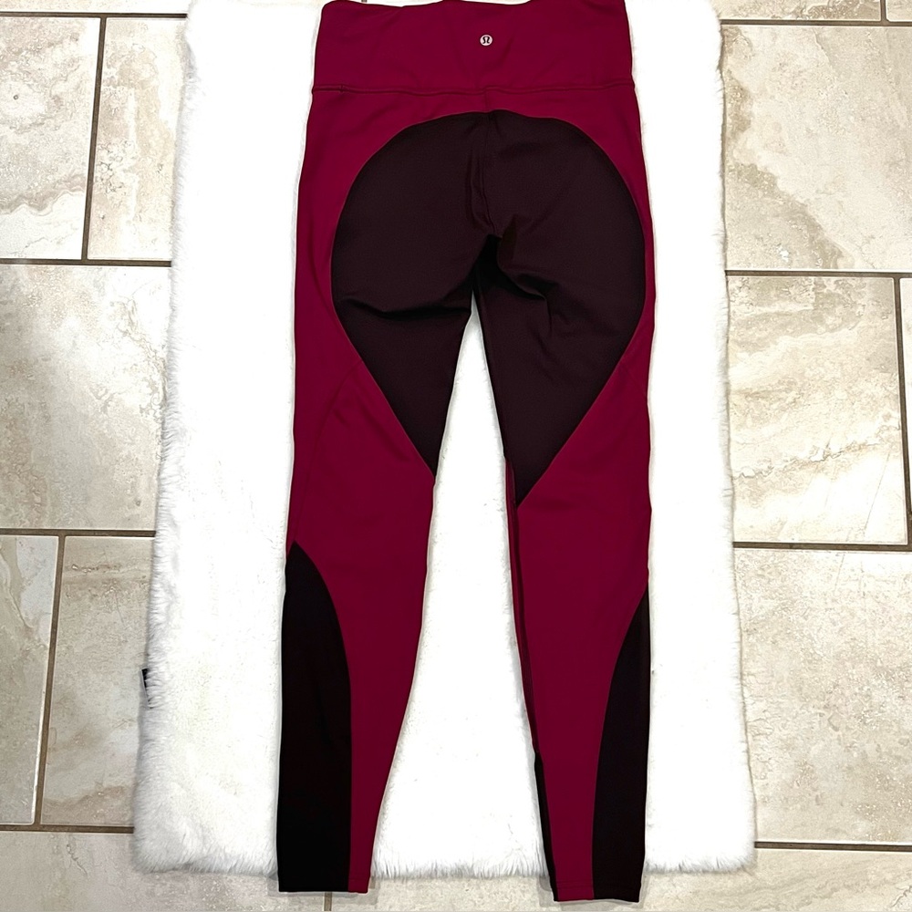 Lululemon Wake & Train Tight *28" Black Satin / Star Ruby Size 8 - Picture 5 of 15